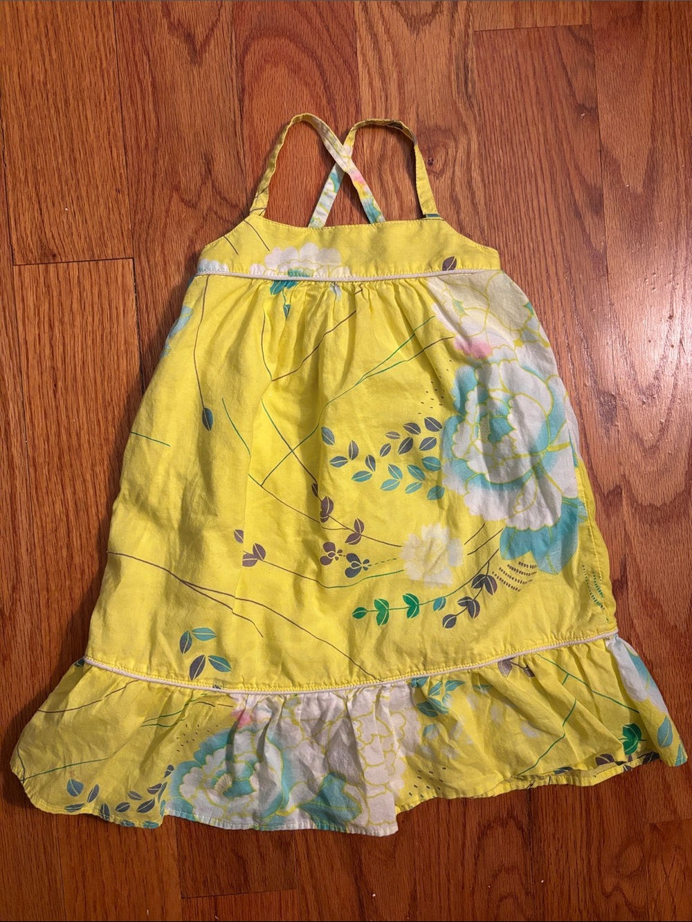 GAP Baby Yellow Floral Sundress with Teal Accents